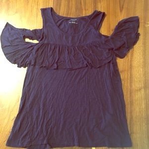 Motherhood Maternity cold shoulder ruffle T